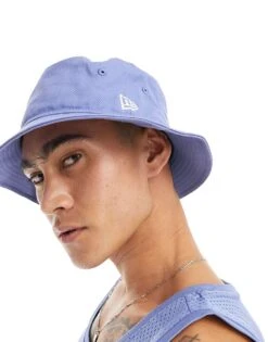 New Era Logo Bucket Hat In Blue For Unisex