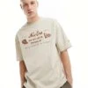 New Era Front Print T-shirt In Ecru For Men