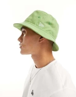 New Era Logo Bucket Hat In Green For Men