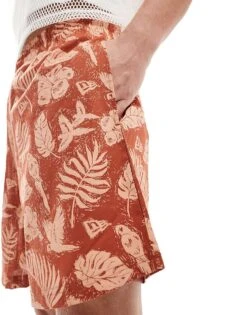 New Era Printed Shorts In Red For Men