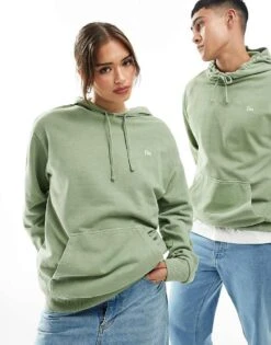 New Era Unisex Washed Hoodie In Green For Unisex