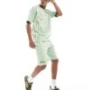 New Era Pinstripe Shorts In Green For Men