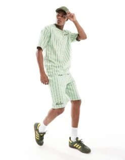 New Era Pinstripe Shorts In Green For Men