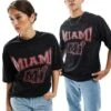 New Era Unisex Miami Heat Acid Wash T-shirt In Dark Grey For Unisex