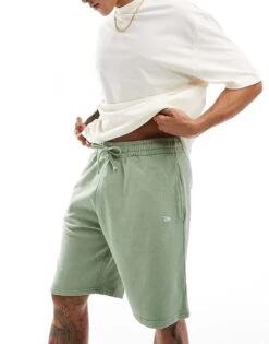 New Era Washed Jersey Shorts In Green For Men