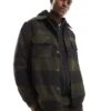 New Era Check Shacket In Green For Men Mid Green