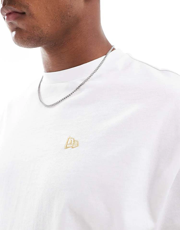 New Era Sticker Graphic Back T-shirt With Gold Foil In White For Men - Image 4