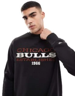 New Era Chicago Bulls Sweatshirt In Black For Men