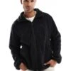 New Era Zip Through Borg Jacket With Motif Back Print In Black For Men