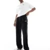 New Era Velour Straight Leg Joggers Co-ord With Script Logo In Black For Men