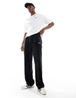New Era Velour Straight Leg Joggers Co-ord With Script Logo In Black For Men