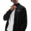 New Era Velour Zip Through Track Jacket Co-ord In Black For Men