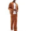 New Era Velour Straight Leg Joggers Co-ord With Script Logo In Rust For Men