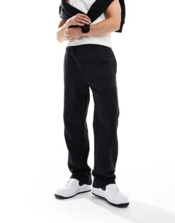 New Era Wide Leg Logo Joggers In Black For Men