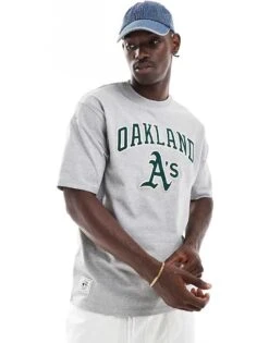 New Era Oakland Athletics Contrast Logo T-shirt In Grey For Men