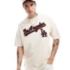 New Era LA Dodgers Contrast Logo T-shirt In Cream For Men