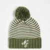 New Era Logo Stripe Beanie In Khaki For Unisex Green