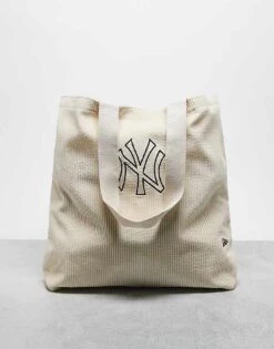 New Era NY Yankees Cord Tote Bag In Cream For Unisex
