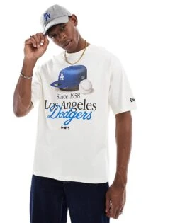 New Era LA Dodgers Motif T-shirt In White For Men