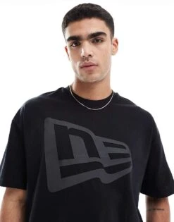 New Era Flag Logo Oversized T-shirt In Black For Men