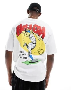 New Era Baseball Graphic Back T-shirt In White For Men