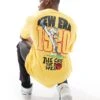 New Era Baseball Graphic Back Motif Back T-shirt In Yellow For Men