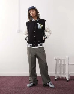 New Era LA Dodgers Floral Contrast Embroidered Varsity Jacket In Multi For Men