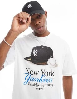 New Era NY Yankees Motif T-shirt In White For Men