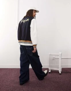 New Era NY Yankees Floral Contrast Embroidered Varsity Jacket In Multi For Men