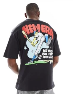 New Era Baseball Graphic Back Print T-shirt In Black For Men