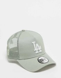 New Era LA Dodgers Trucker Cap In Sage Green For Unisex