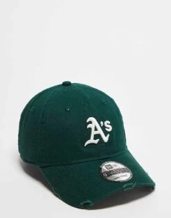 New Era Oakland Athletics 9twenty Unstructured Distressed Cap In Black For Unisex
