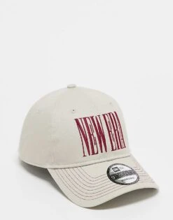New Era 9forty Elongated Logo Cap In Cream For Unisex