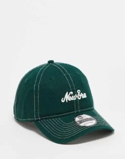 New Era 9twenty Script Logo Unstructured Cap In Green For Unisex