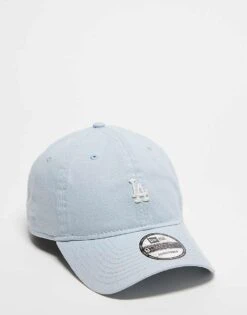 New Era Mini LA Dodgers 9twenty Unstructured Distressed Cap In Pale Blue For Unisex Light Blue