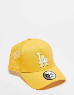 New Era LA Dodgers Trucker Cap In Yellow Multi For Unisex