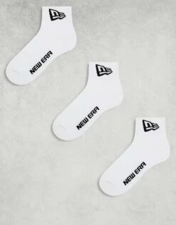 New Era 3 Pack Ankle Socks In White For Unisex