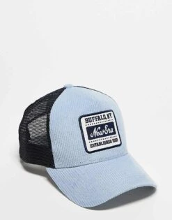 New Era Vintage Cord Patch Trucker Cap In Light Blue Multi For Unisex